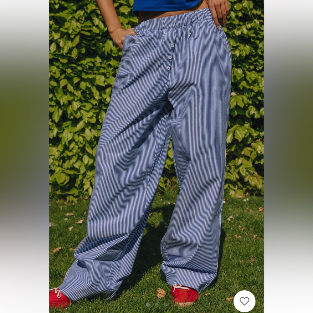 NWT Daily Drills Blue Poplin Resort Striped Pants- Sold Out